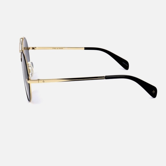 NEW🕶️RAG and BONE 59mm Round Metal Aviator Sunglasses Gold and Black - Picture 8 of 10